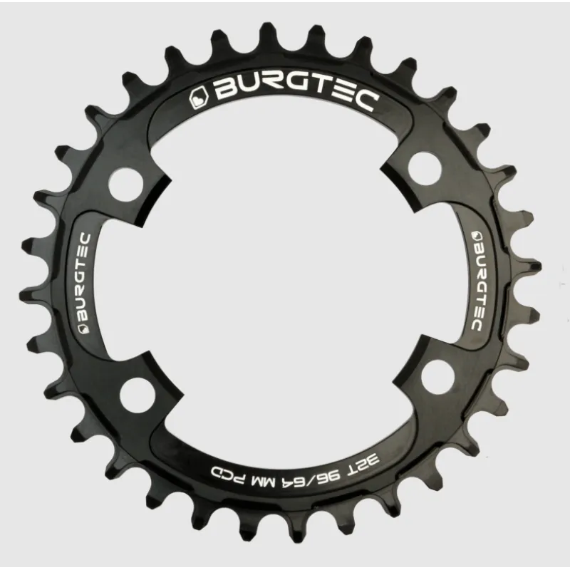 Pinion față pentru bicicletă BURGTEC 96/64mm PCD Thick Thin Chainring ­30T ­Burgtec Black Plată securizată